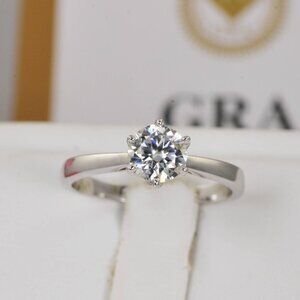 Certified Moissanite Ring 1CT Solitaire Engagement Ring